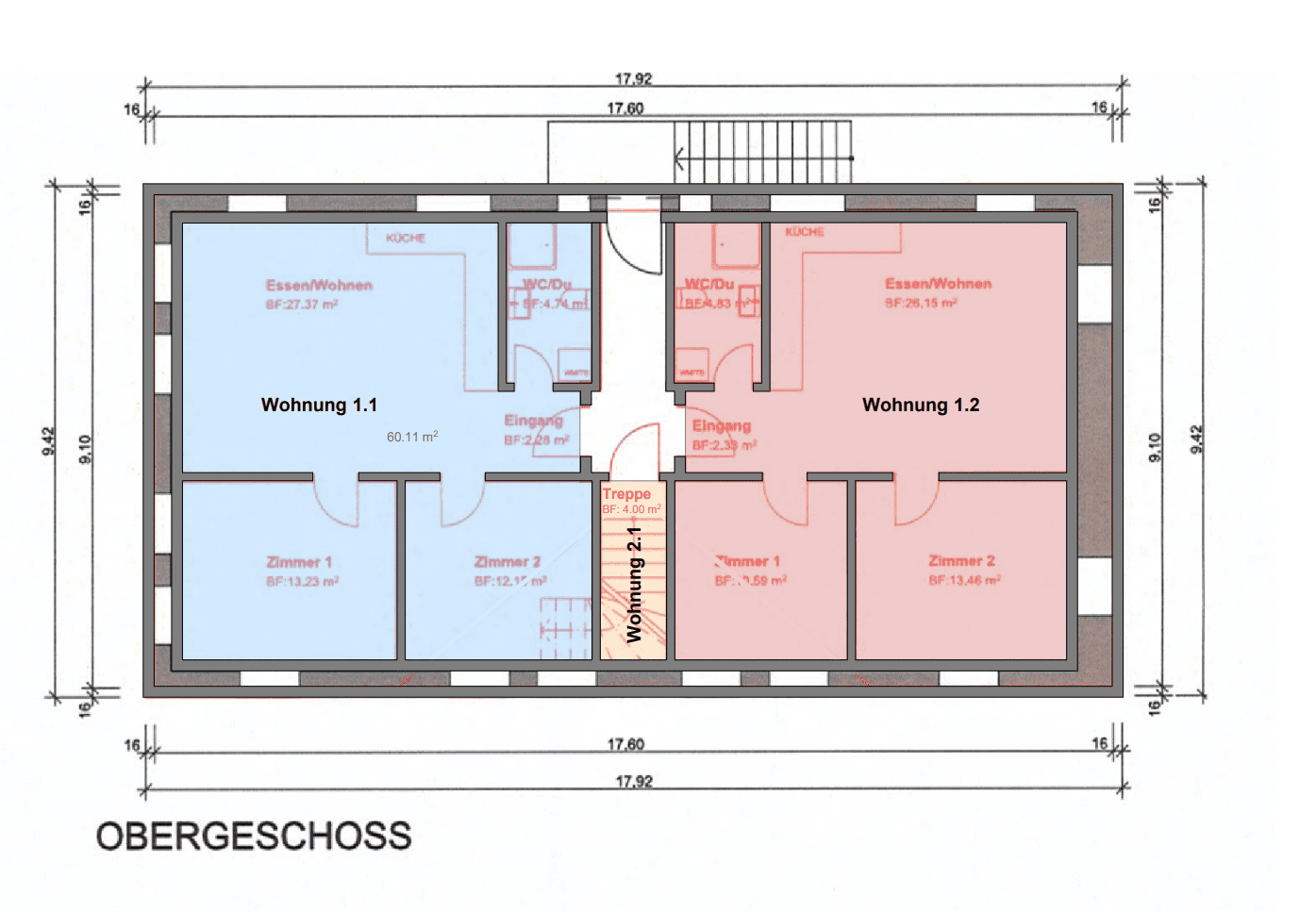 Plan Obergeschoss 3.5 Zimmer Wohnung in Hauptstrasse 66, 5736 Burg