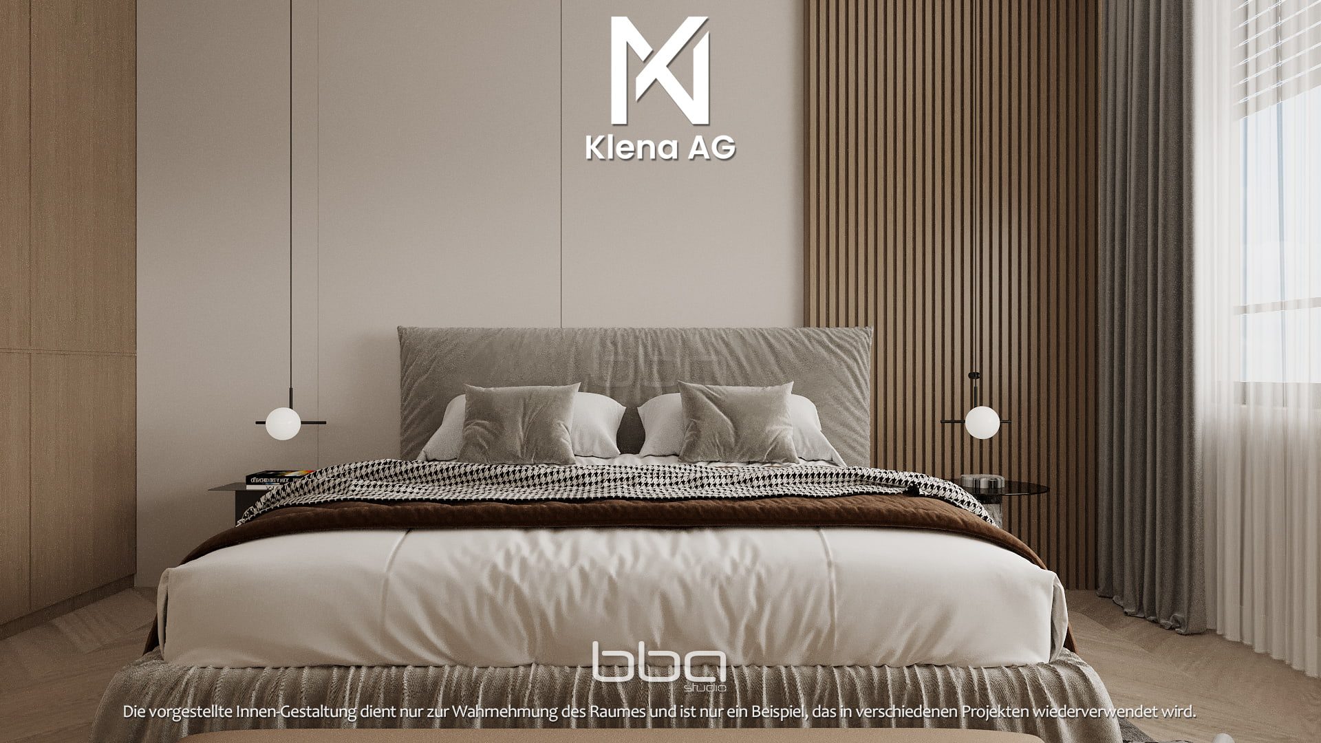 Visualisierung einer Innenansicht des zweiten Schlafzimmers der 4.5 Zimmer Wohnung