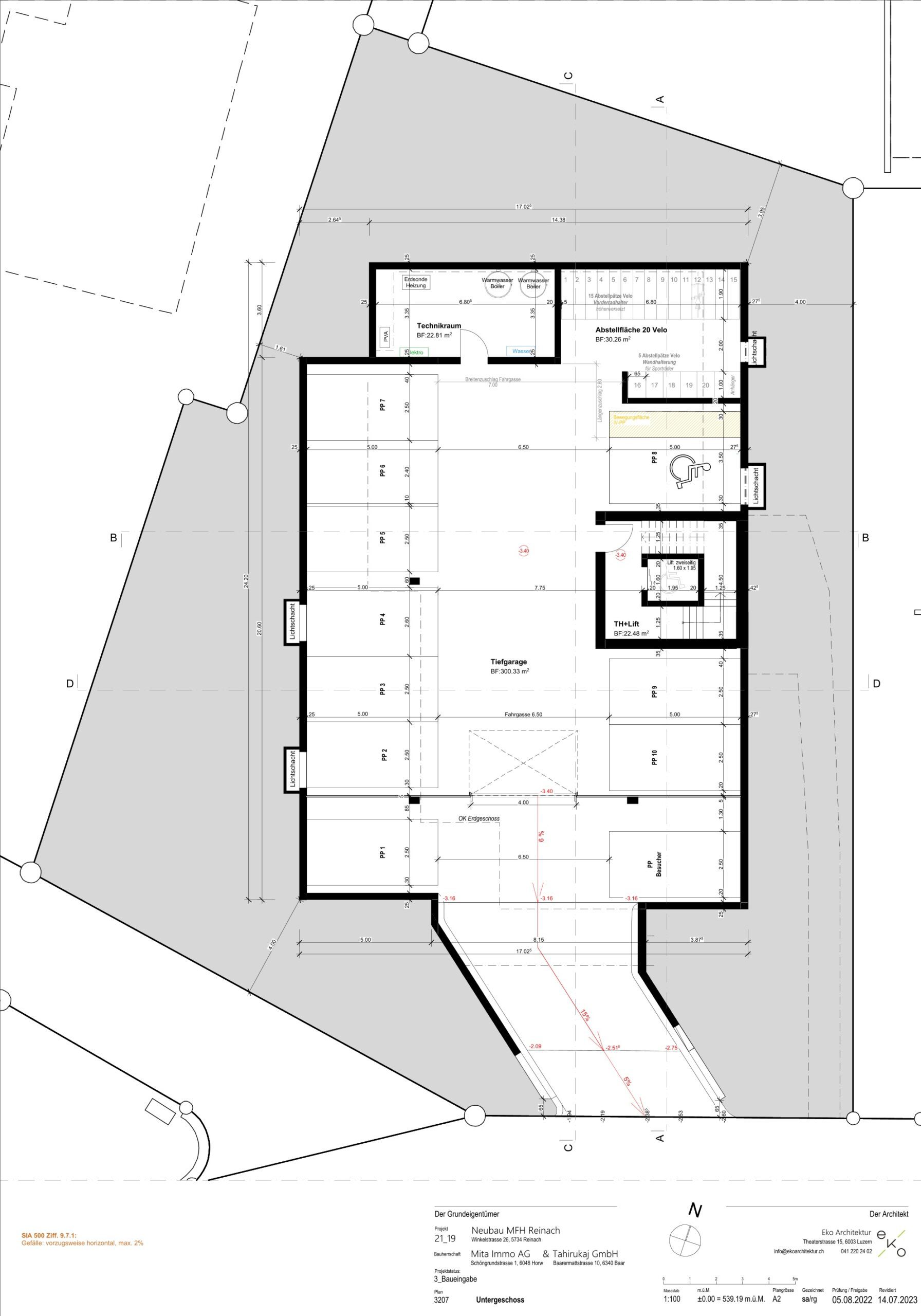 Plan Untergeschoss MFH Reinach
