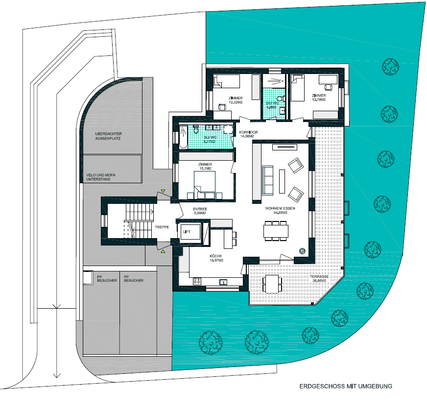 Neubau MFH Grundriss EG