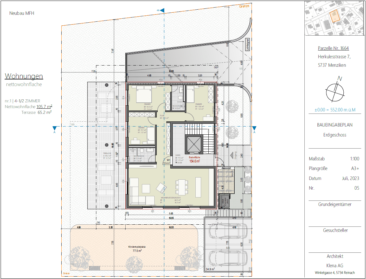Neubau MFH Plan Erdgeschoss