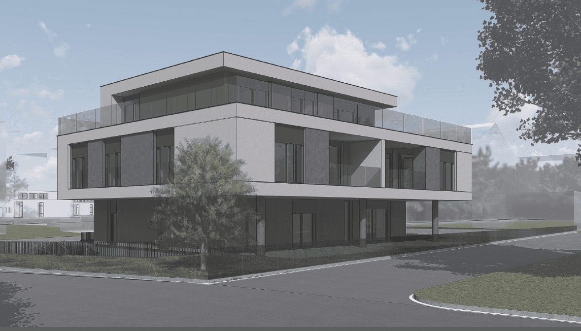 Neubau MFH Visualisierung Aussenansicht Frontal