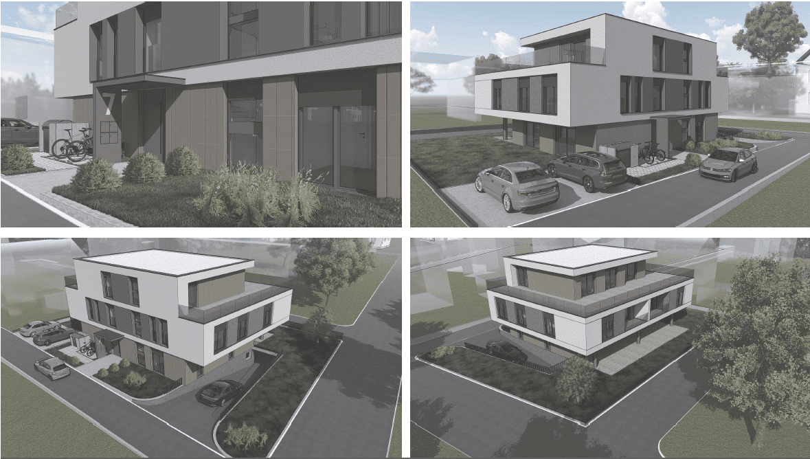 Neubau MFH Visualisierung Aussenansichten
