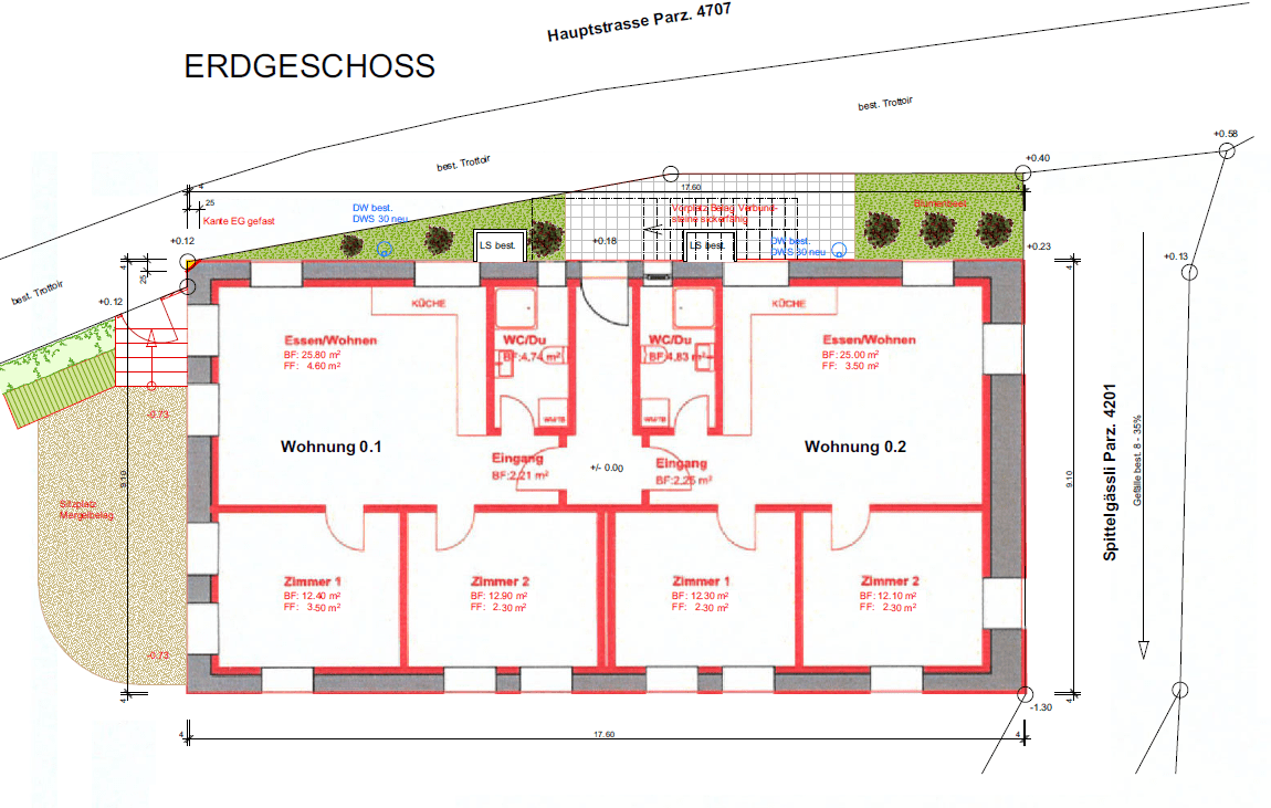 Plan Erdgeschoss von 3.5 Zimmer Wohnung in Burg